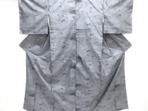 枝梅模様織出し手織り紬着物